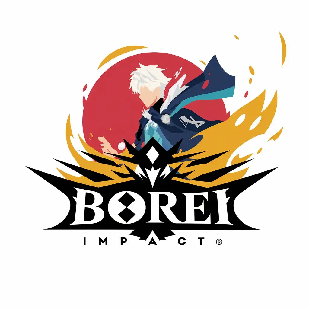 a vector logo design,with the text "borei", main symbol:Genshin Impact game,Moderate,clear background