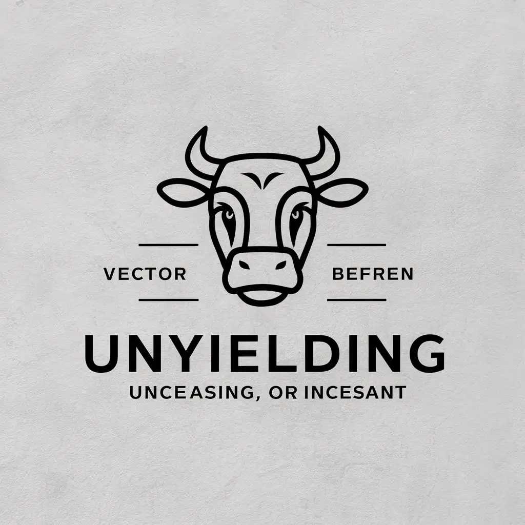 a vector logo design,with the text "unyielding, unceasing, or incessant", main symbol:cow,complex,be used in Internet industry,clear background