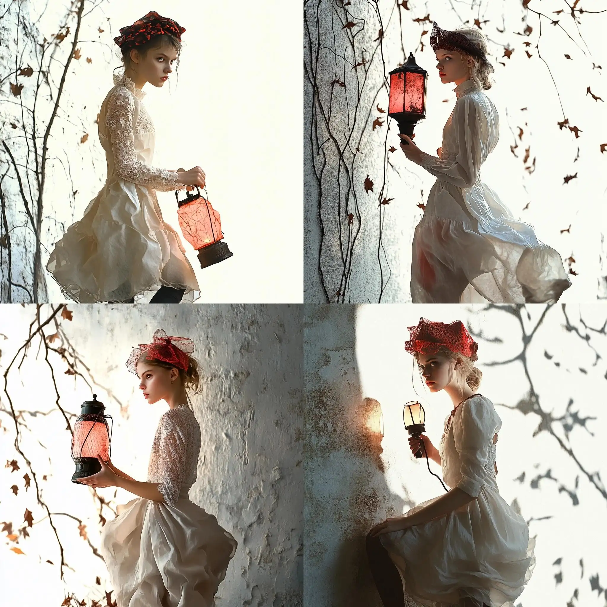 Girl-Holding-Lamp-in-Vintage-Setting-with-Fallen-Branches-and-Dry-Leaves