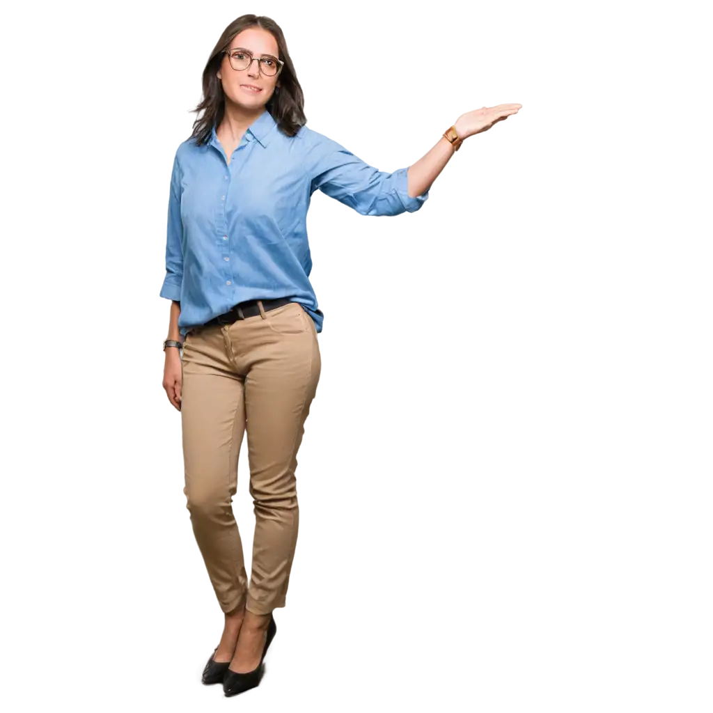 Beautiful-Woman-with-Glasses-in-Blue-Shirt-PNG-Image-Enhance-Online-Presence