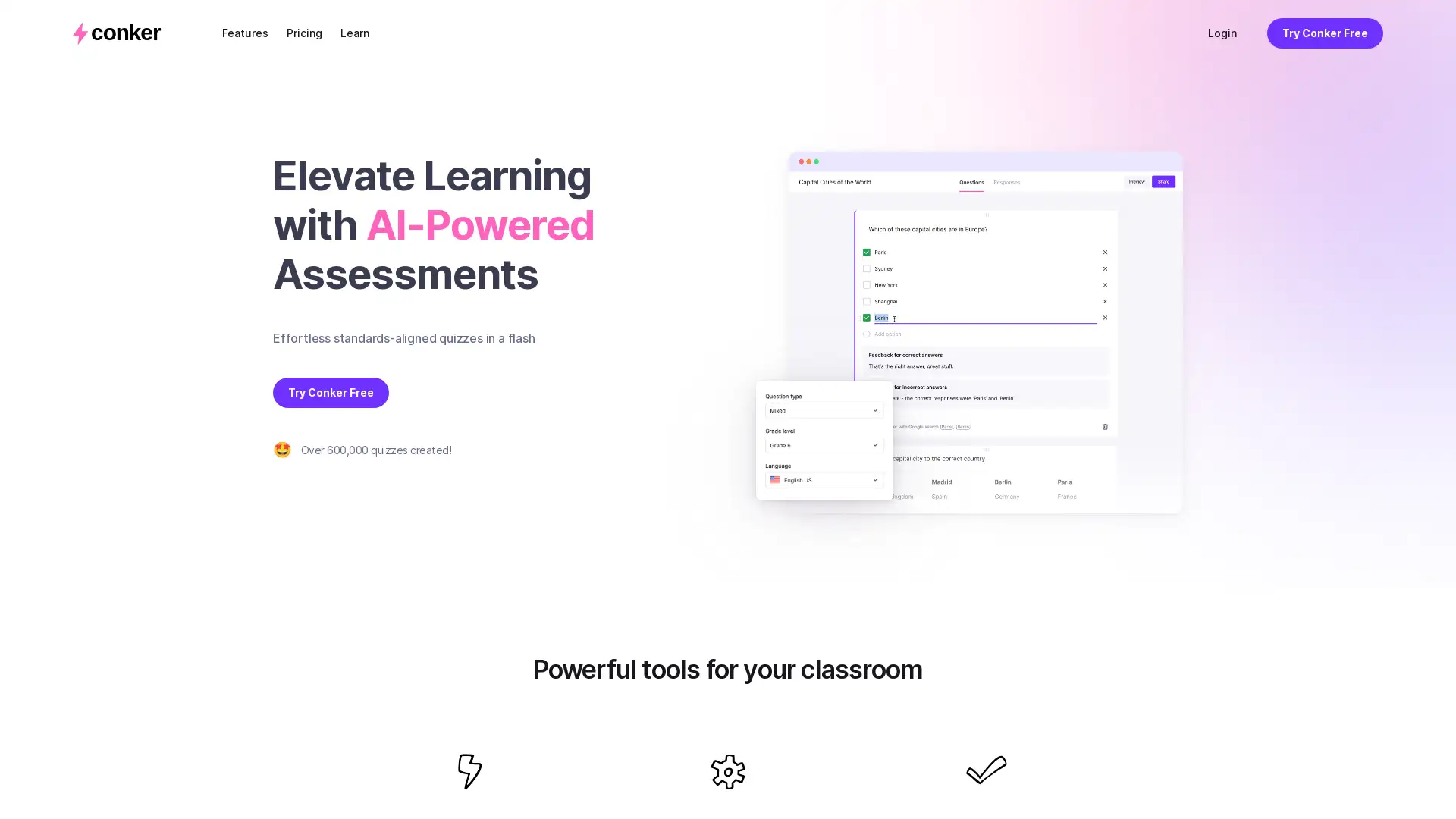 Effortless AI-powered quiz creation for educators and classrooms.