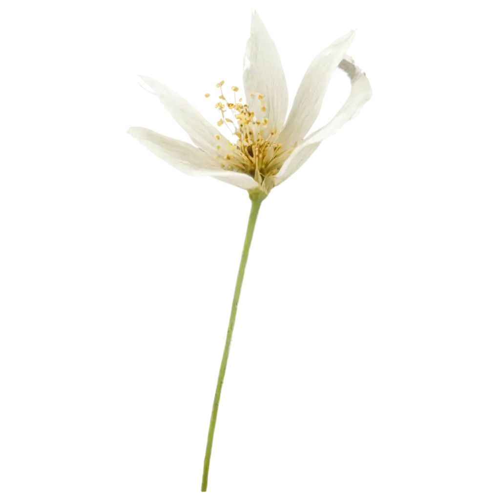 Slightly-Wilted-White-Flowers-with-Falling-Pollen-and-Bowed-Stalks-PNG-Image-HighQuality-and-Clear-Format-for-Creative-Projects