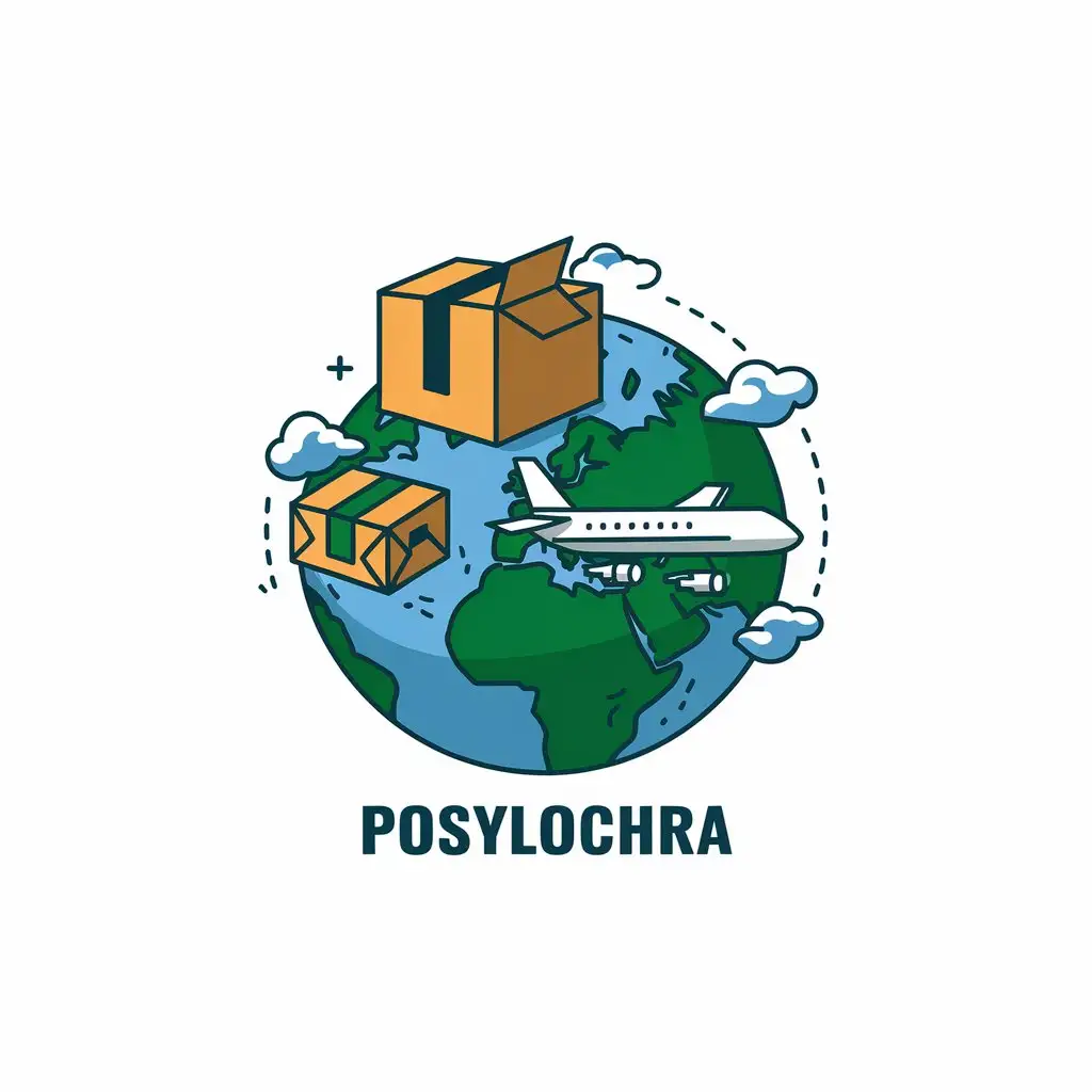 LOGO Design for Posylochra Earth Box Parcel and Airplane Theme