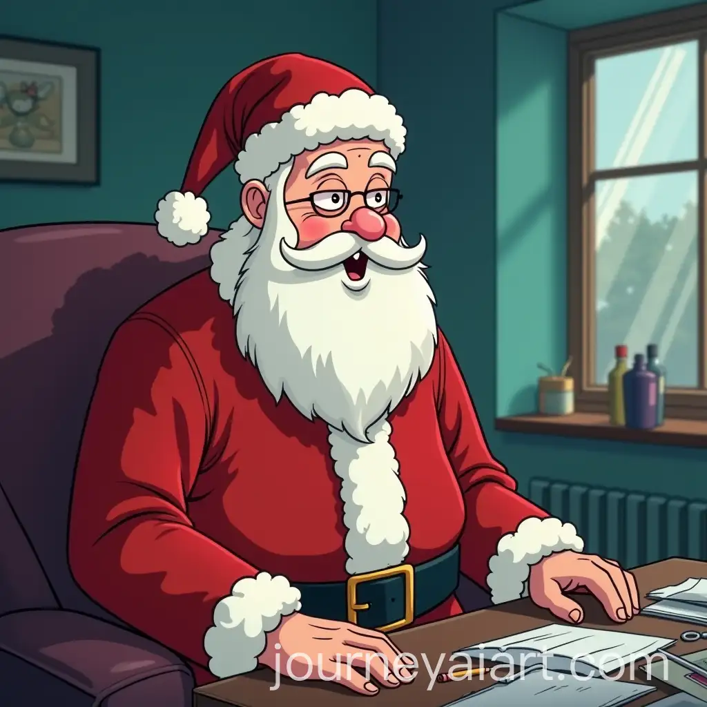Lonely-Father-Christmas-Sick-in-Bed-Cartoon