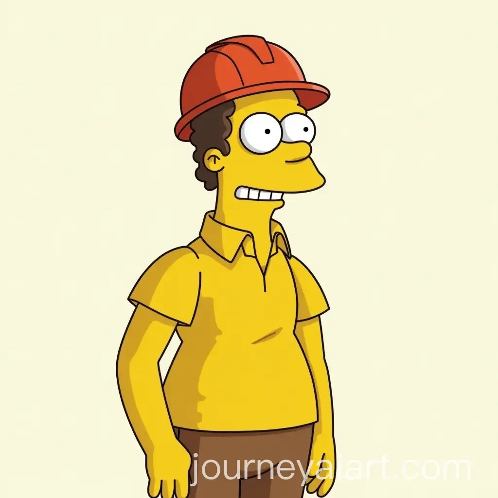 SimpsonsStyle-Character-with-Brown-Pants-Yellow-Polo-Shirt-and-Safety-Helmet