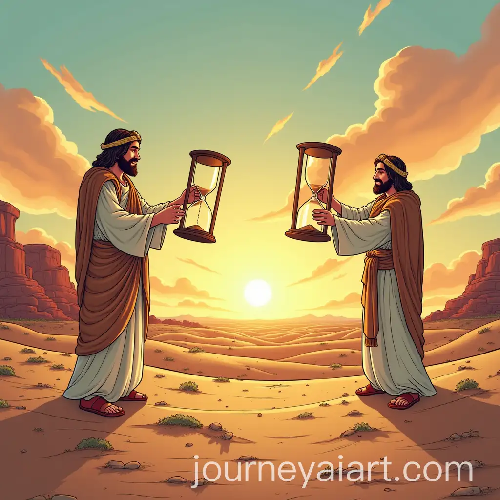 Jesus-Multiplying-Hourglasses-in-the-Desert-Comic-Scene
