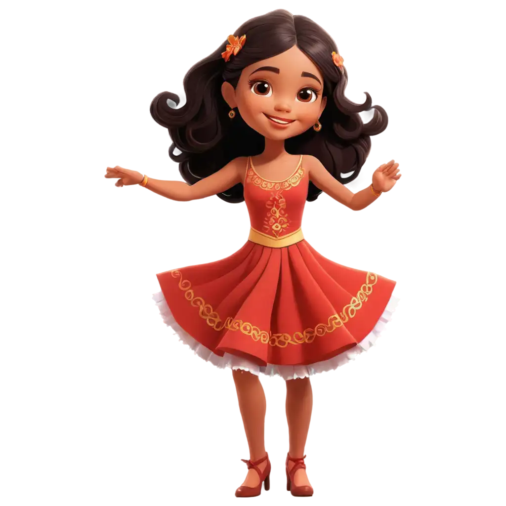 PNG-Illustration-Cartoon-of-a-Cute-Latin-Girl-Dancing-in-Folk-Dress-with-White-Border