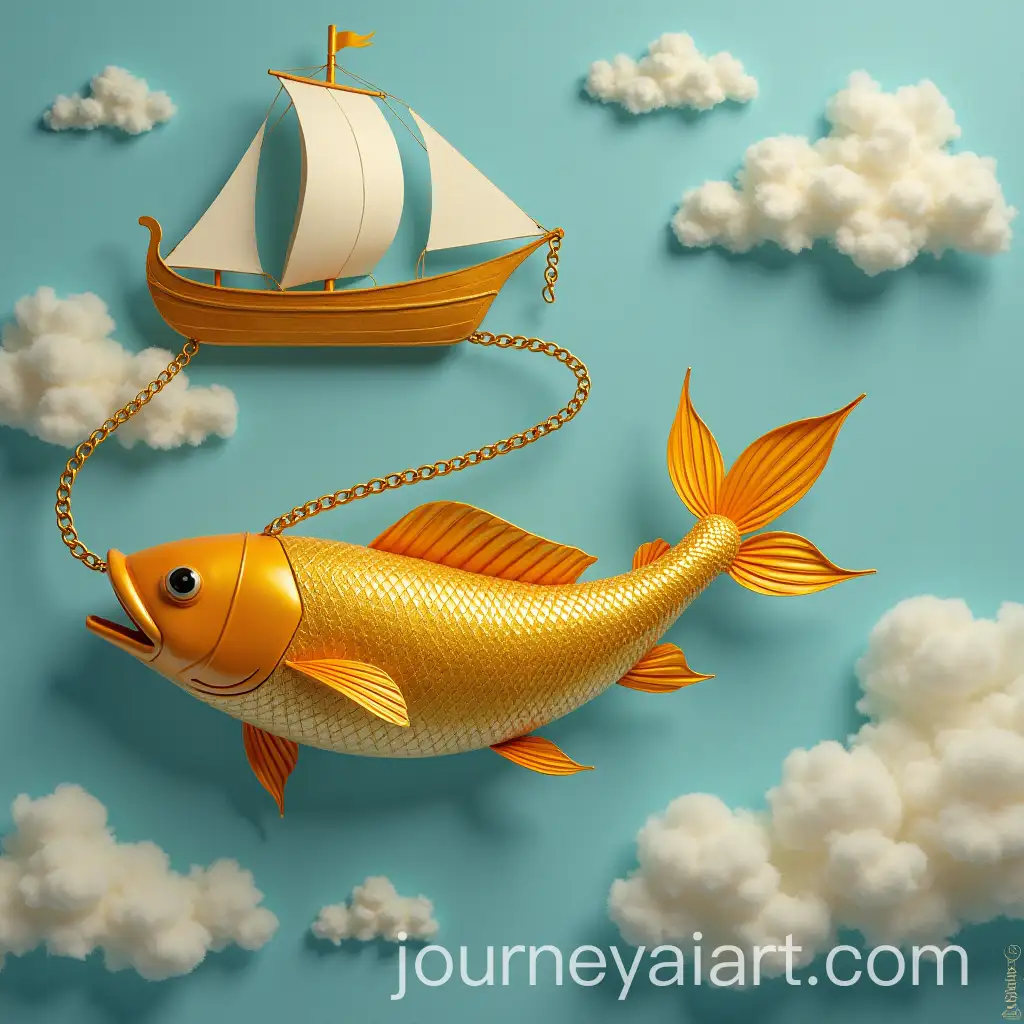 Golden-Fish-Pulling-Paper-Ship-Through-Cloudy-Sky