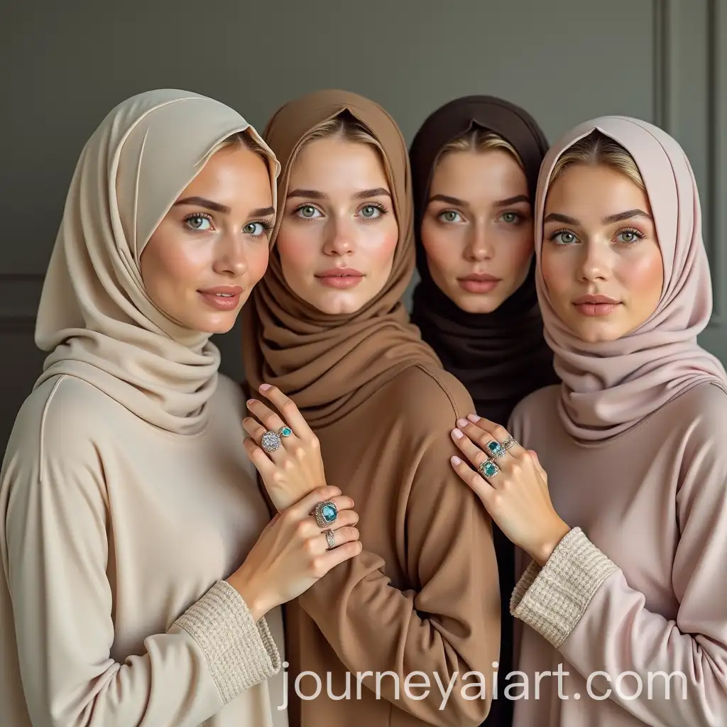 Group-of-Young-Women-in-Islamic-Hijab-with-Precious-Jewelry