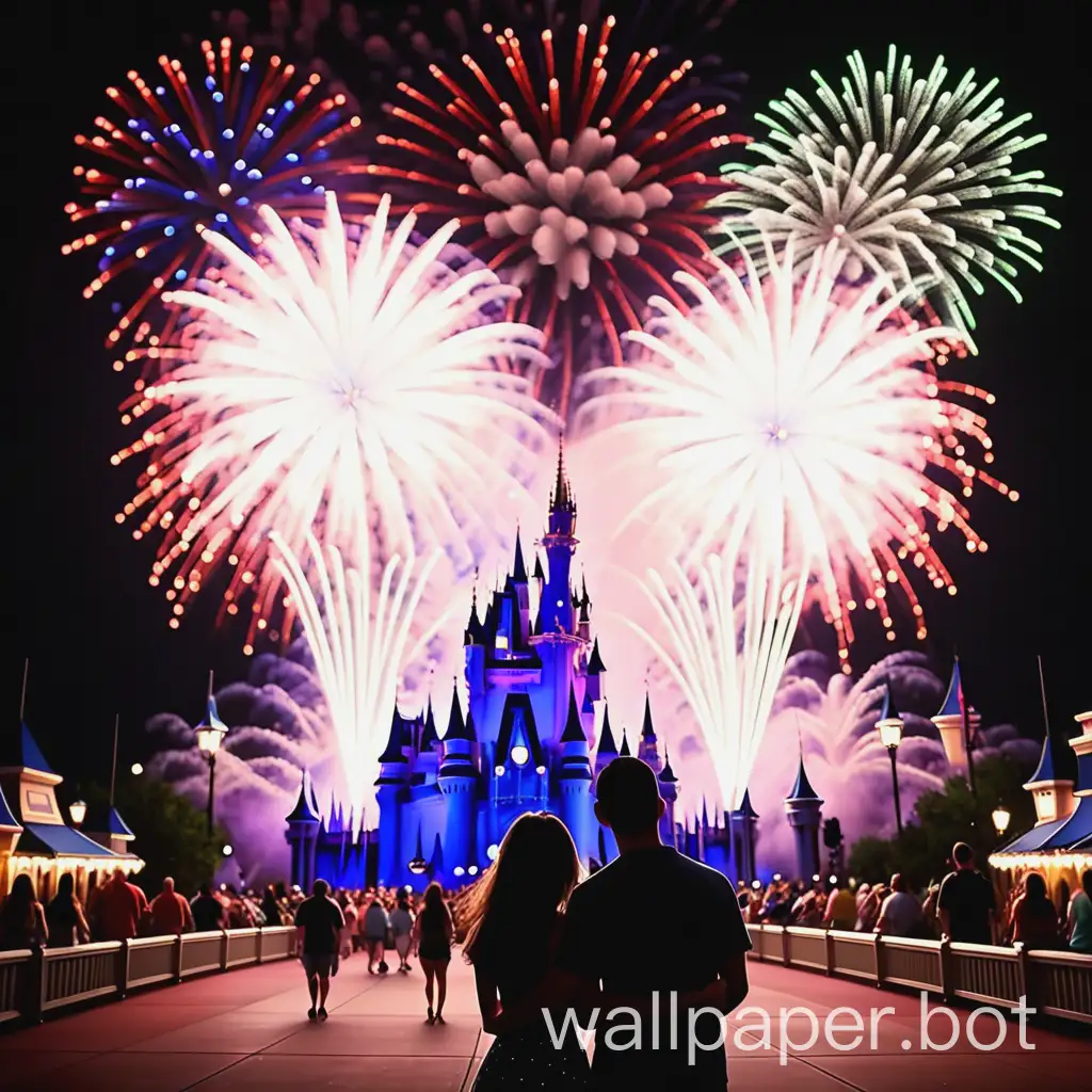 Disney, fireworks, couples, night