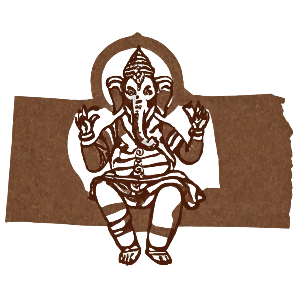 create an image of Lord Ganesh from brown tape in artistic way