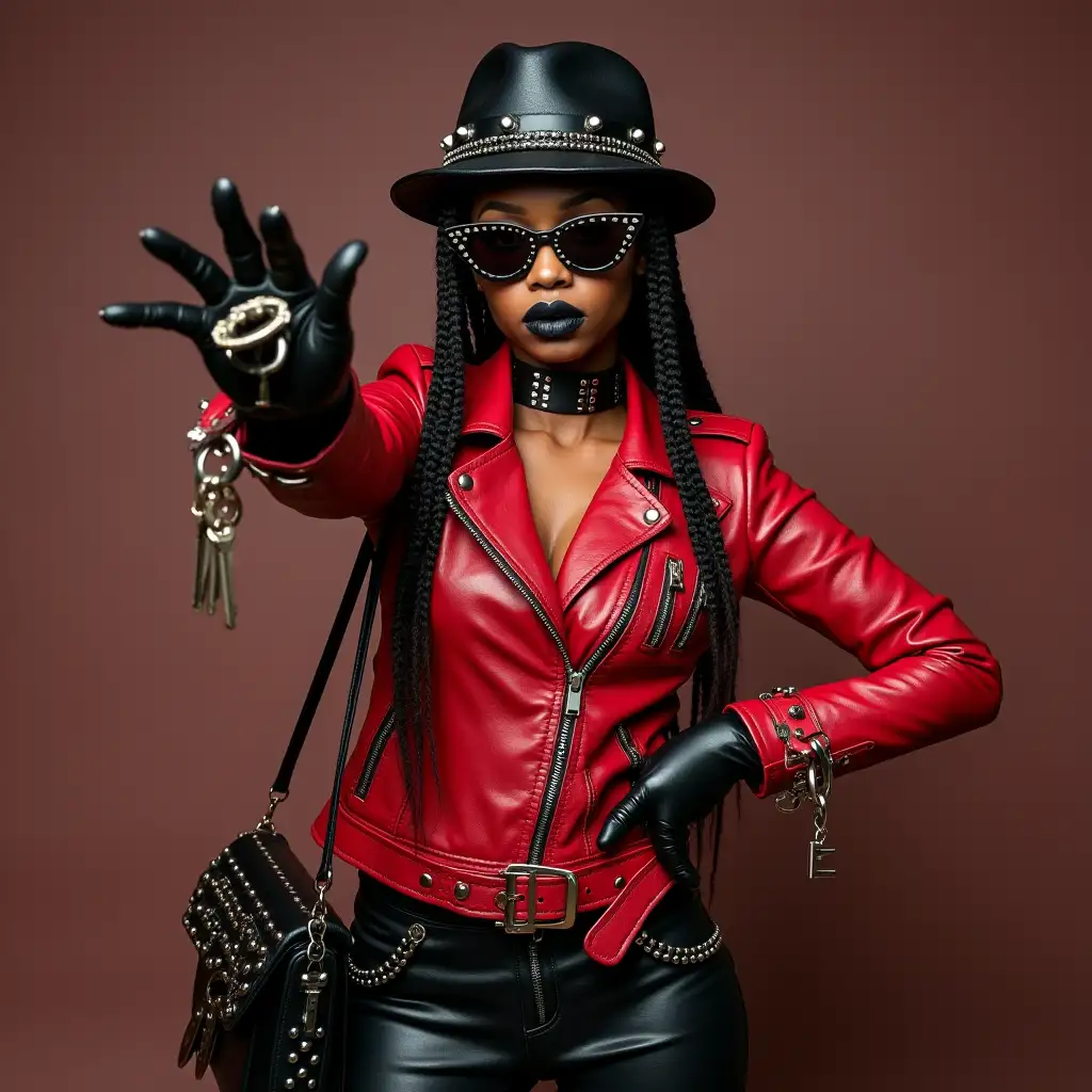 Punk-Rock-African-Woman-in-Studded-Leather-Gear