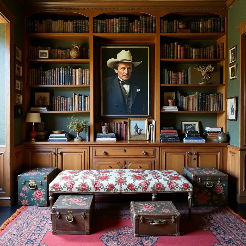 Vintage-Bookshelf-with-American-West-Decor-and-Nostalgic-Elements