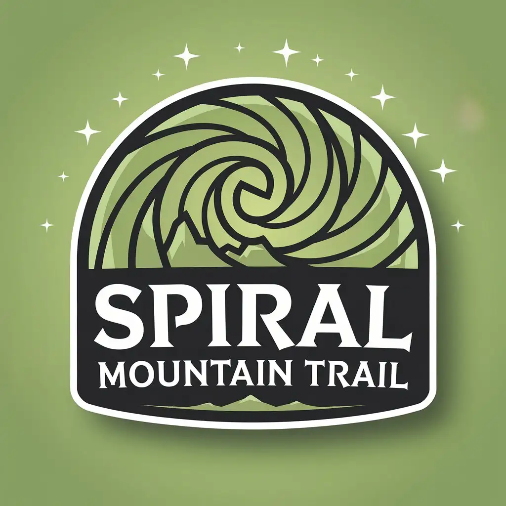 LOGO Design for Spiral Mountain Trail Green Dome Symbol with Complex Elements and Clear Background