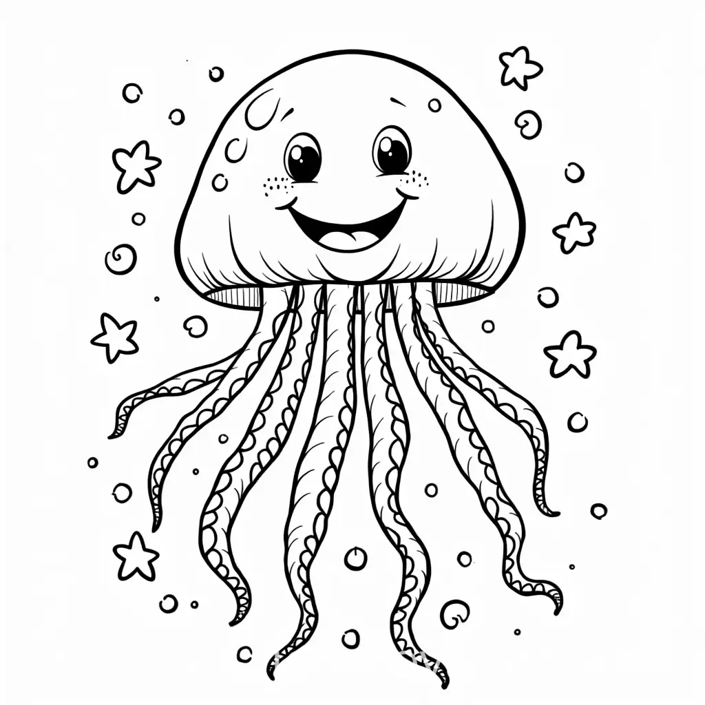 Playful-Smiling-Jellyfish-Coloring-Page-in-Vibrant-Ocean-Setting