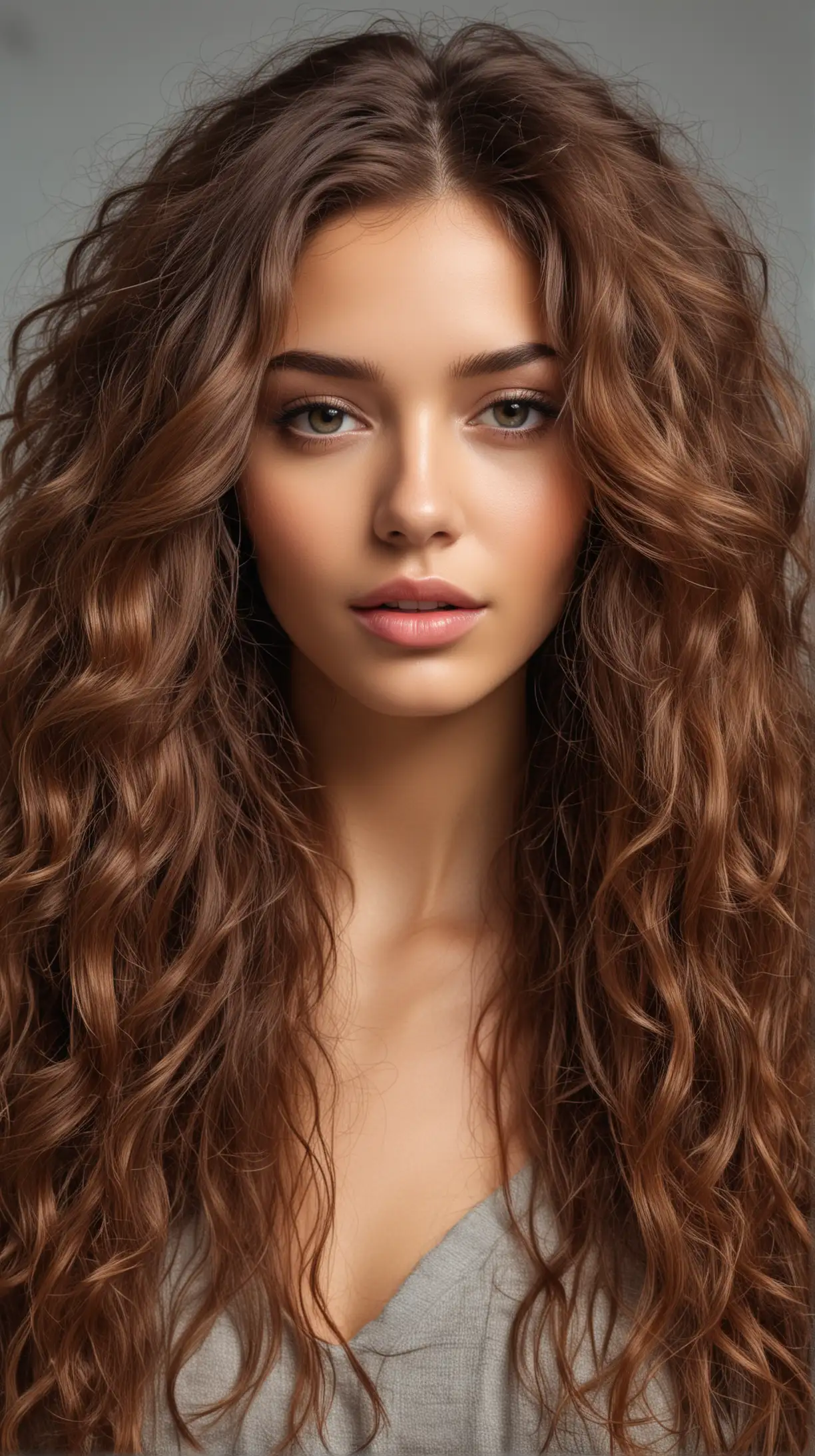 Beautiful Model with Abundant Hair