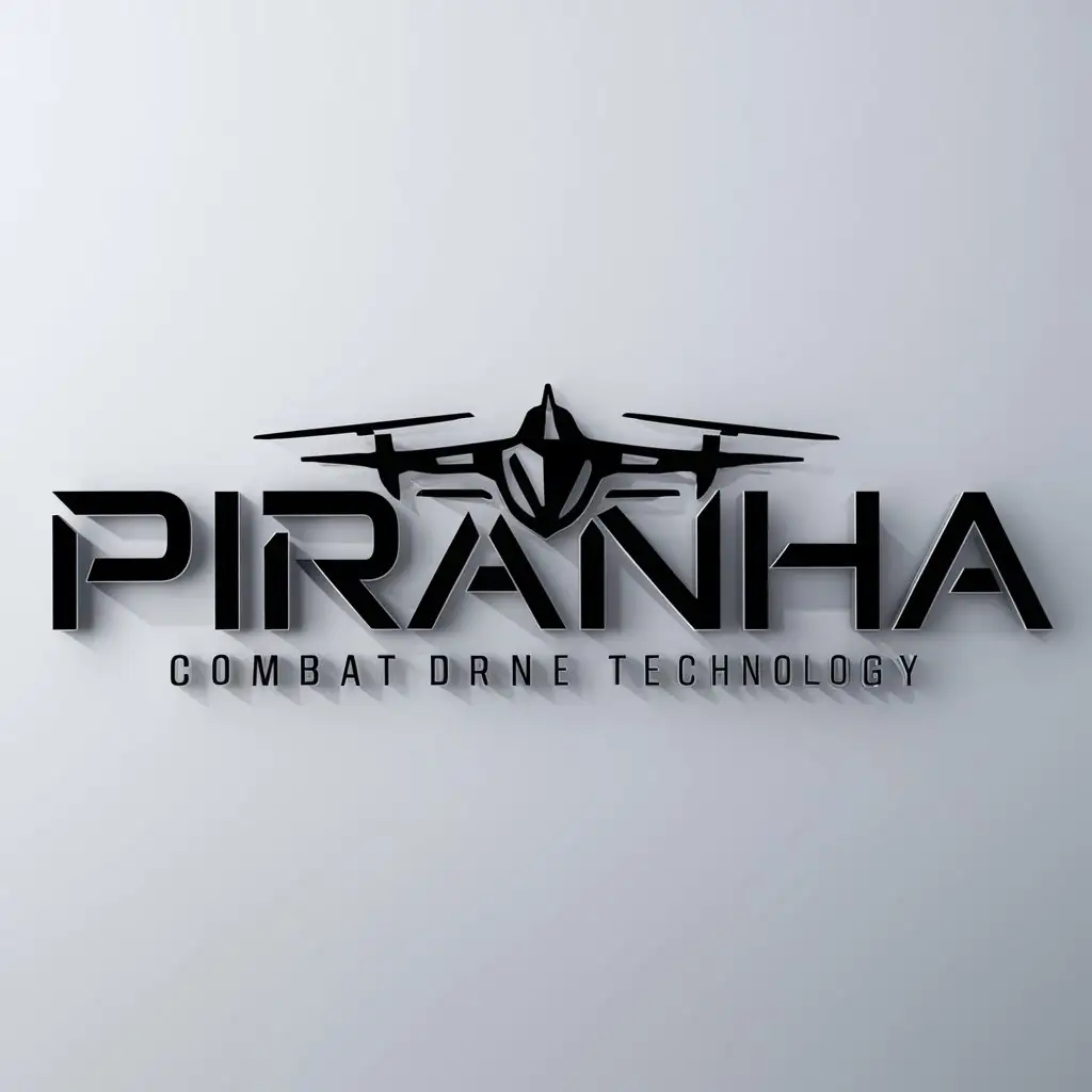 a logo design,with the text "Piranha", main symbol:Combat Drones PIRANHA,Moderate,be used in Technology industry,clear background