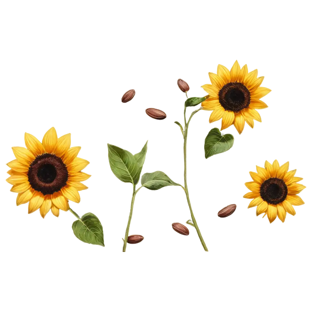 Drawn-Sunflower-and-Seeds-PNG-Image-HighQuality-Transparent-Format-for-Versatile-Use