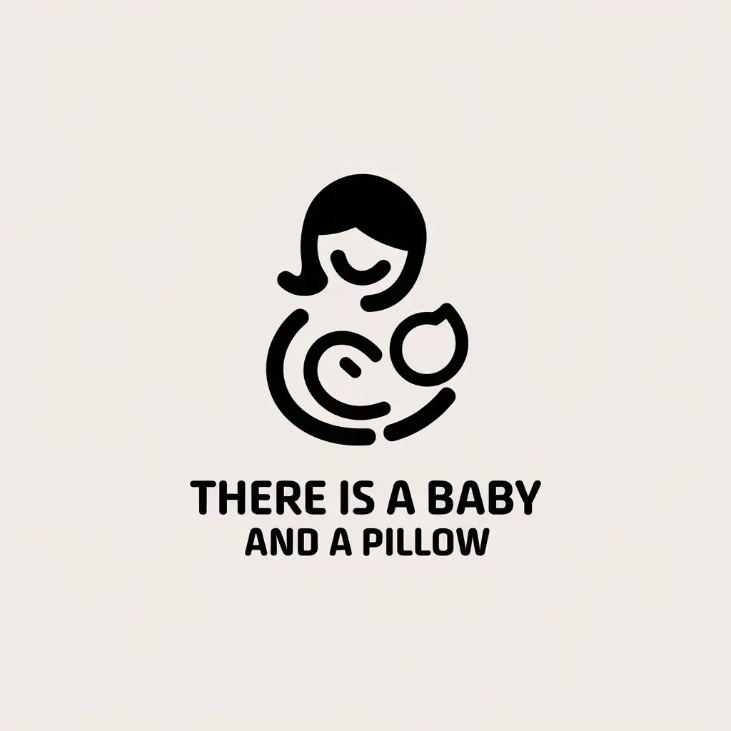 a vector logo design,with the text "there is a baby and a pillow", main symbol:Mother-baby category, has baby has pillow,Minimalistic,be used in Others industry,clear background