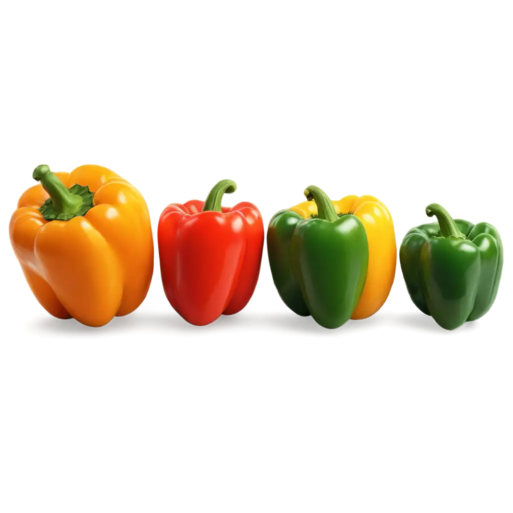 HighDetail-PNG-of-Vibrant-Bell-Peppers-in-Glossy-Realistic-Rendering-for-Culinary-and-Product-Photography