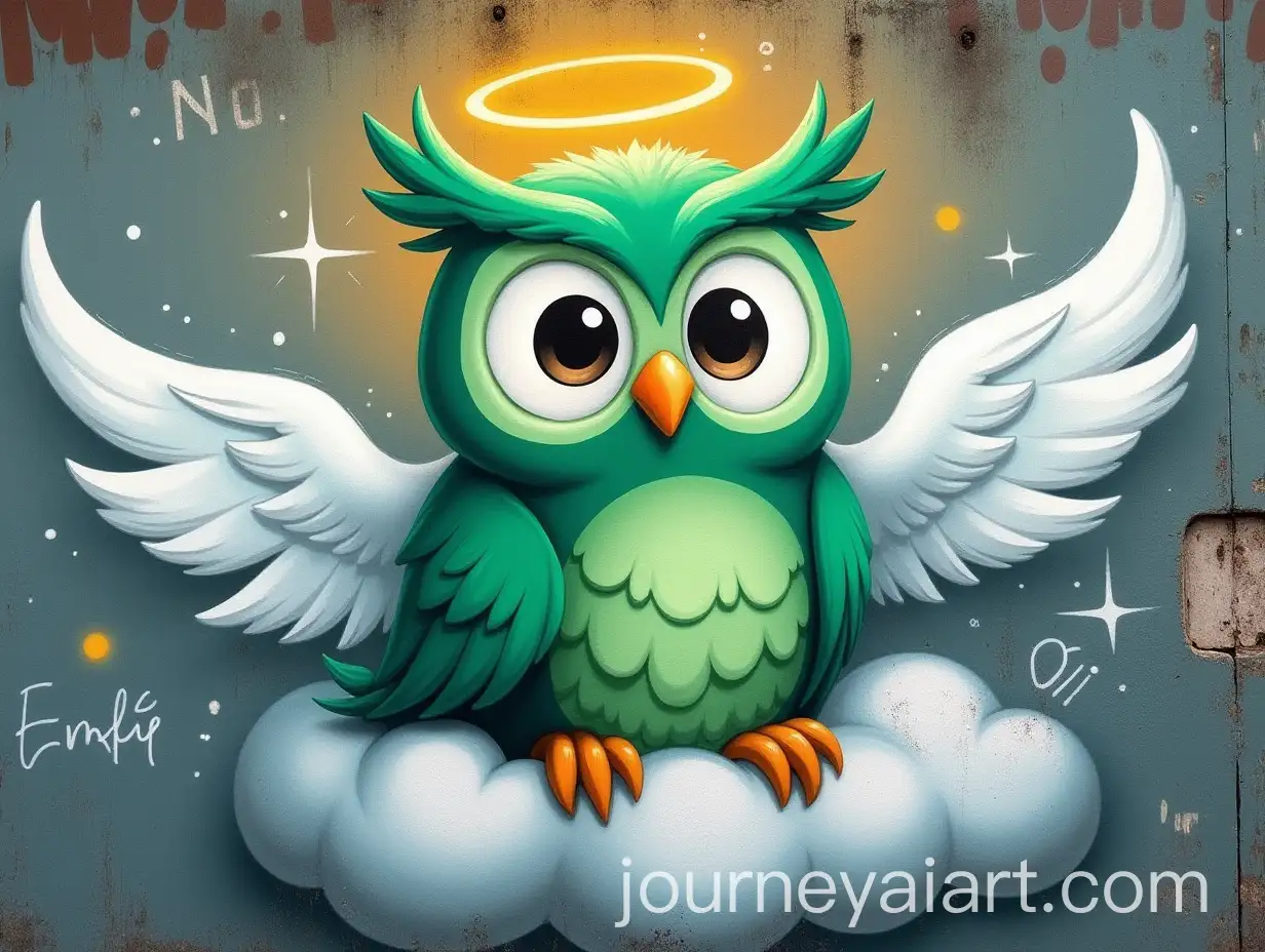 Duolingo-Owl-Graffiti-with-Angel-Wings-on-Urban-Wall