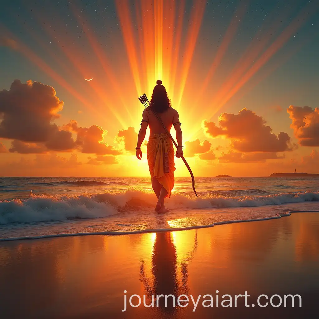 Lord-Rama-Double-Exposure-at-Sunset-with-Divine-Rays-and-Vanara-Allies