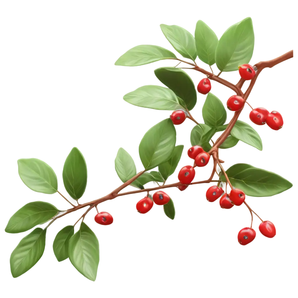 3d branch of a coffee tree with berries