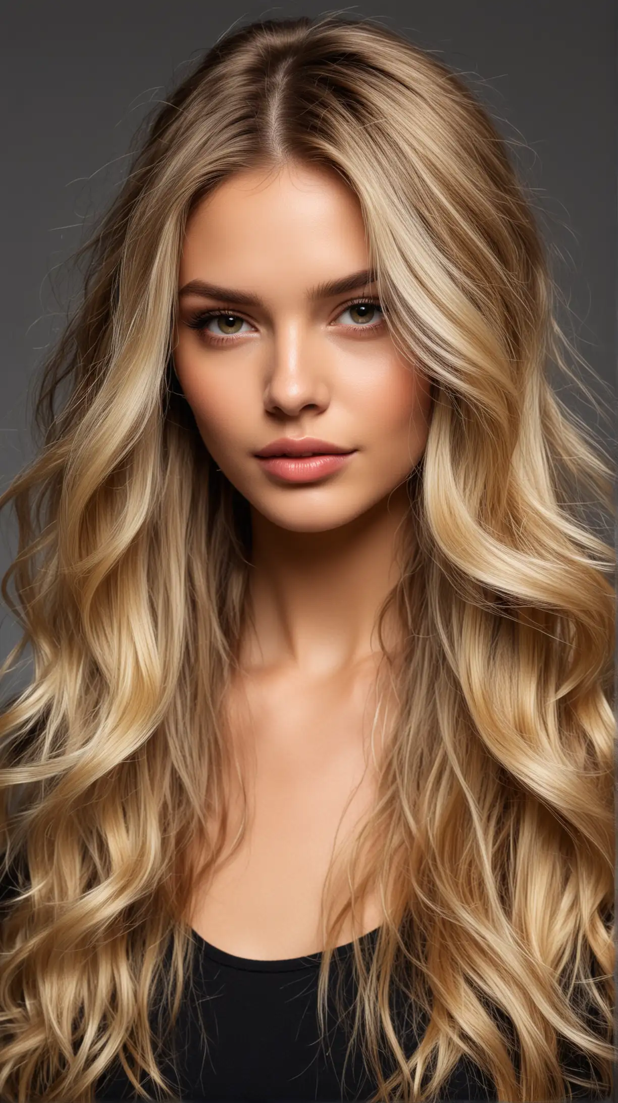 Spectacular Blonde Balayage Hair Model with Elegant Styling