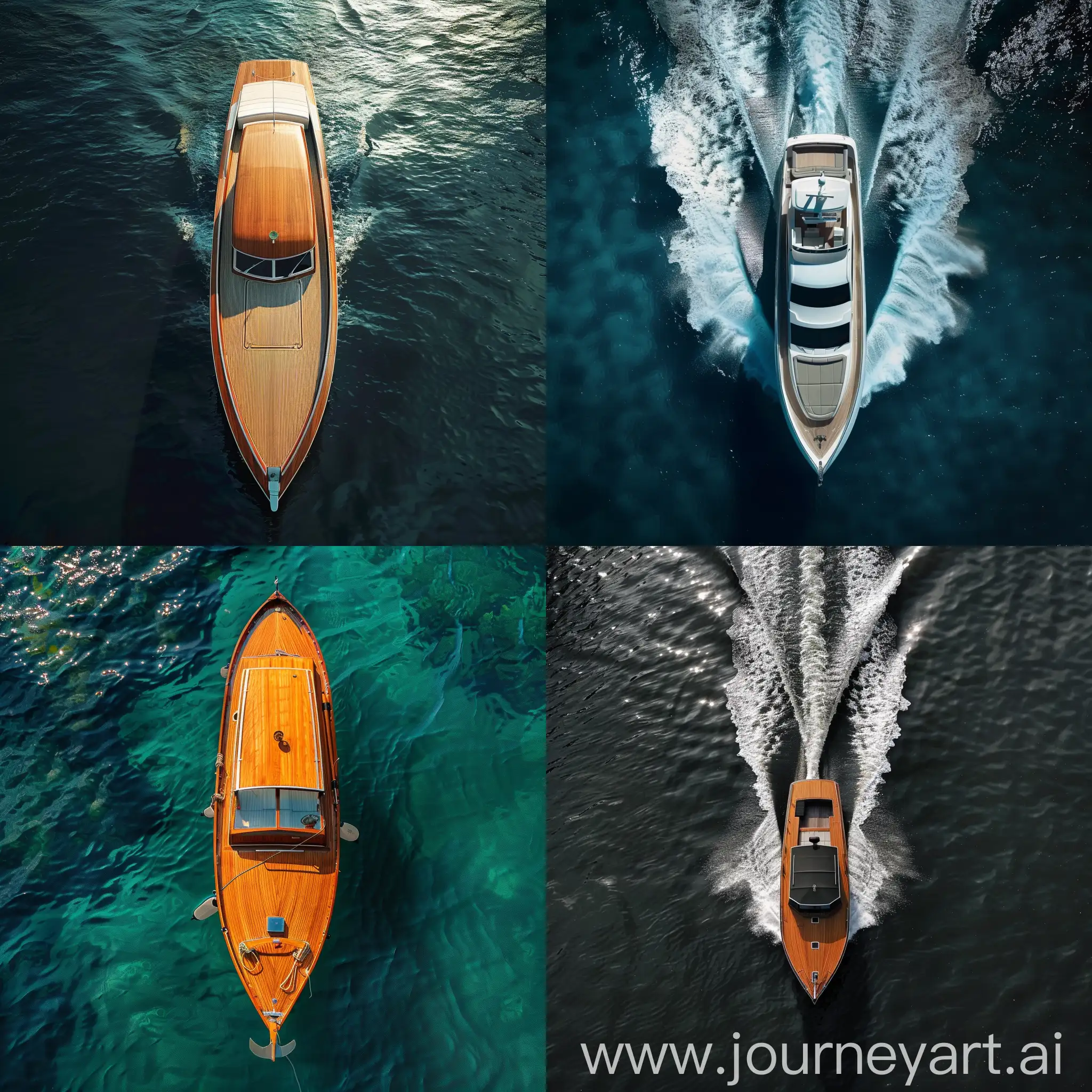 Aerial-View-of-6Meter-Long-Motorboat-with-Sharp-Nose