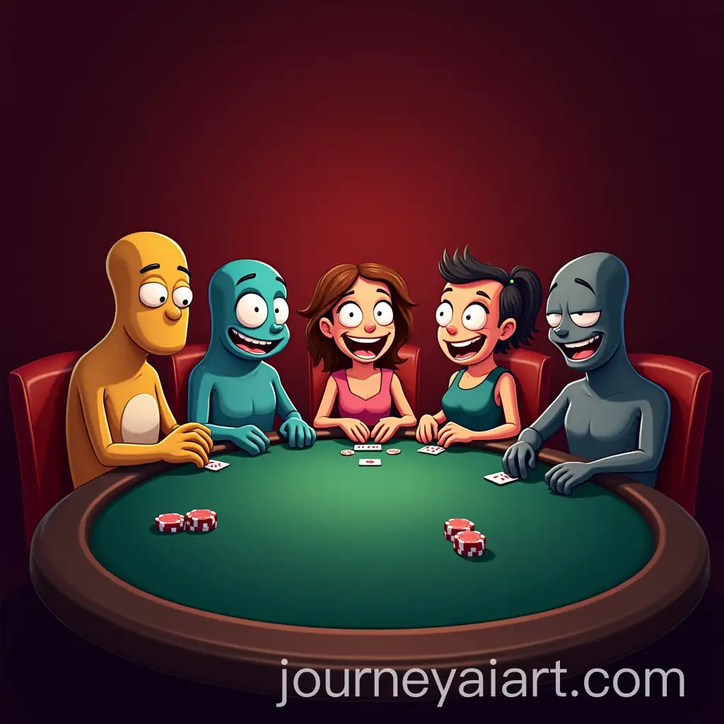 Cartoon-Characters-Playing-Poker-in-a-Casino