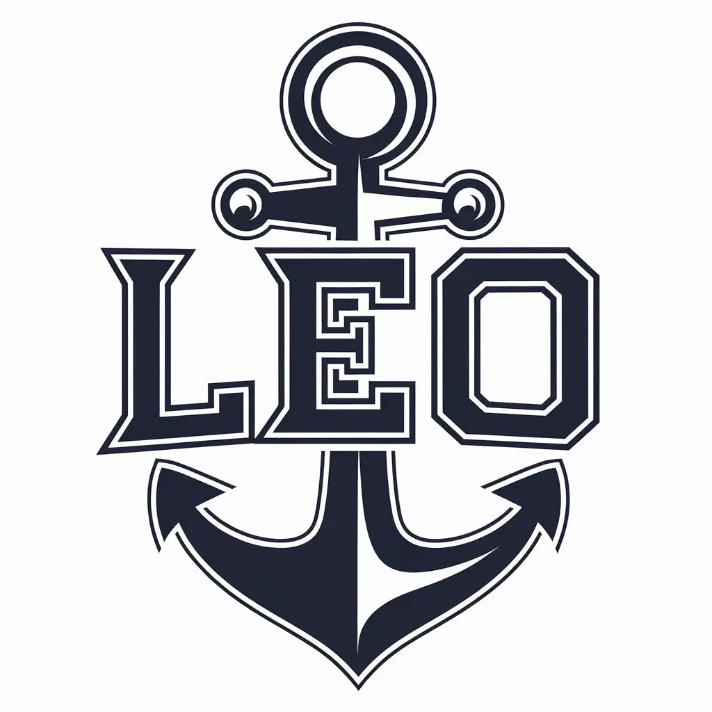 a vector logo design,with the text "LEo", main symbol:a anchor,Moderate,clear background