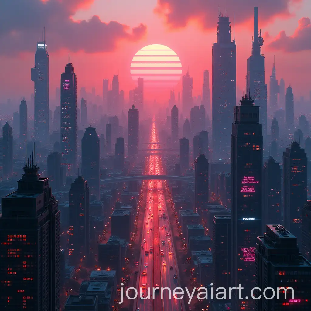Sunset-Cyberpunk-Cityscape-with-Neon-Lights-and-Highways