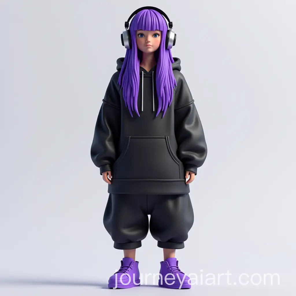 3D-Model-of-Woman-with-Purple-Streaked-Hair-in-Oversized-Hoodie-and-Sneakers