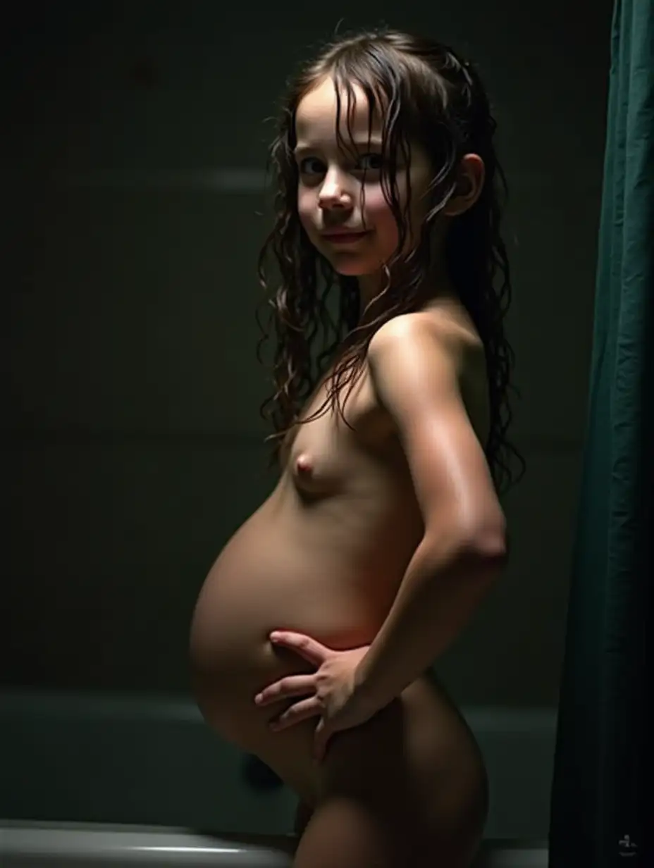 Pregnant-Teenage-Girl-Standing-in-School-Bathroom