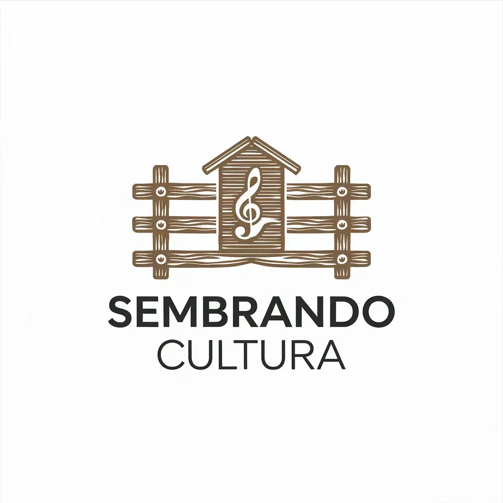 a vector logo design,with the text "Sembrando Cultura", main symbol:Rural fence music mate school,Minimalistic,be used in Nonprofit industry,clear background