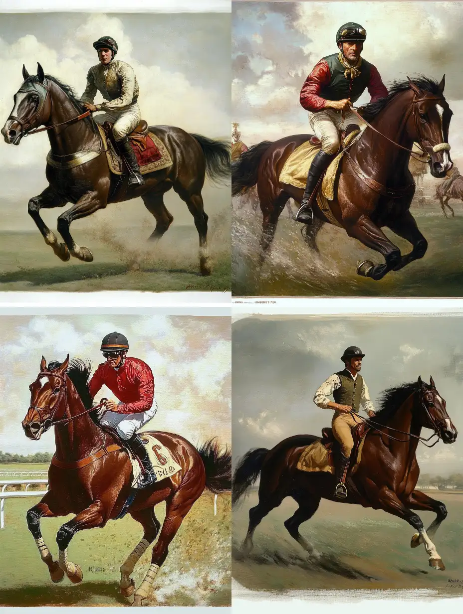Jockey-Riding-Horse-Without-Holding-Reins-Hands-Free