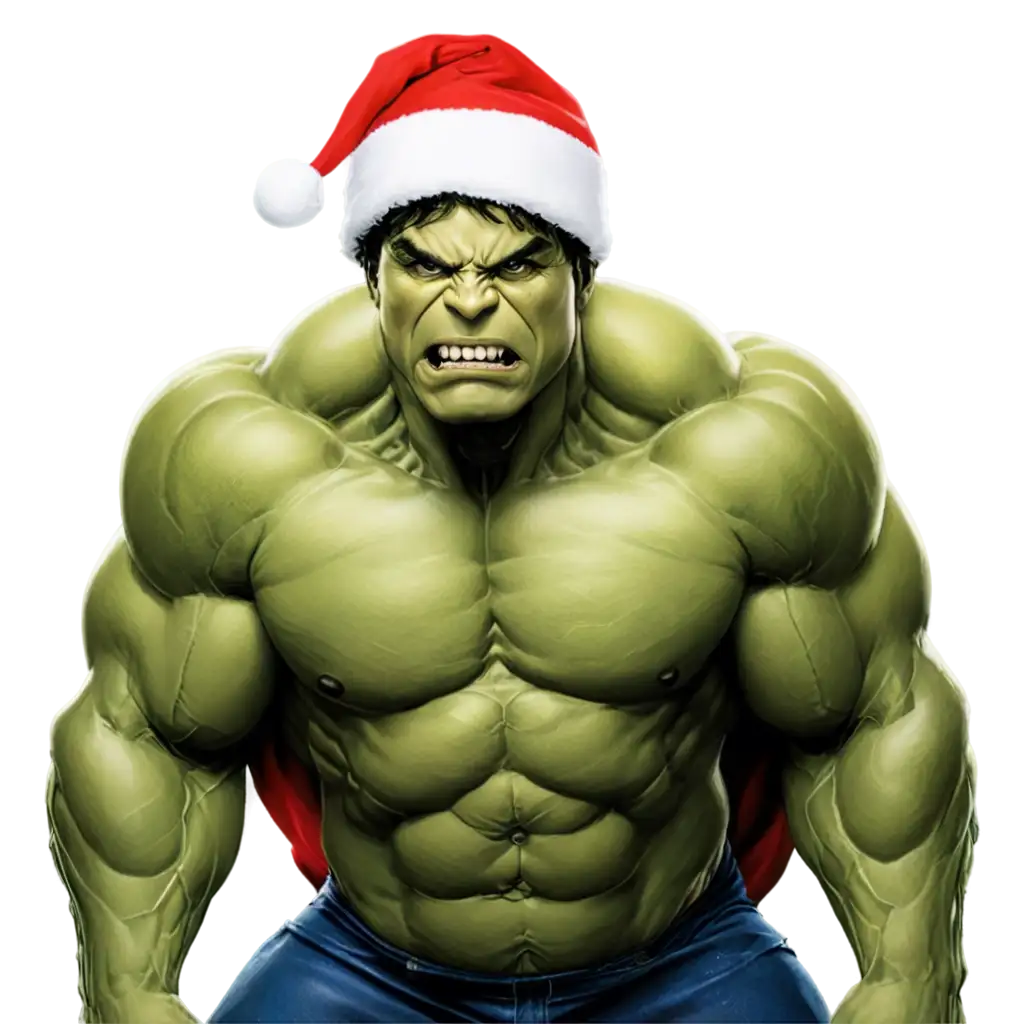 Hulk-Marvel-PNG-Image-with-Christmas-Hat-4K-Quality-Looking-Up-High