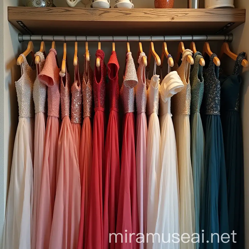 Variety of Dresses for Sale in a Colorful Market Setting