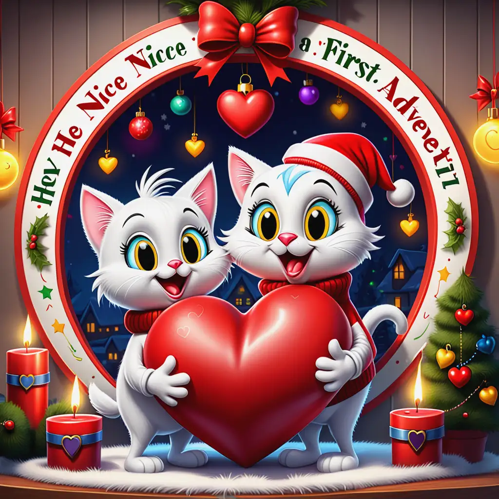 Tweety-and-Sylvester-Holding-a-Heart-in-a-Festive-Christmas-Setting