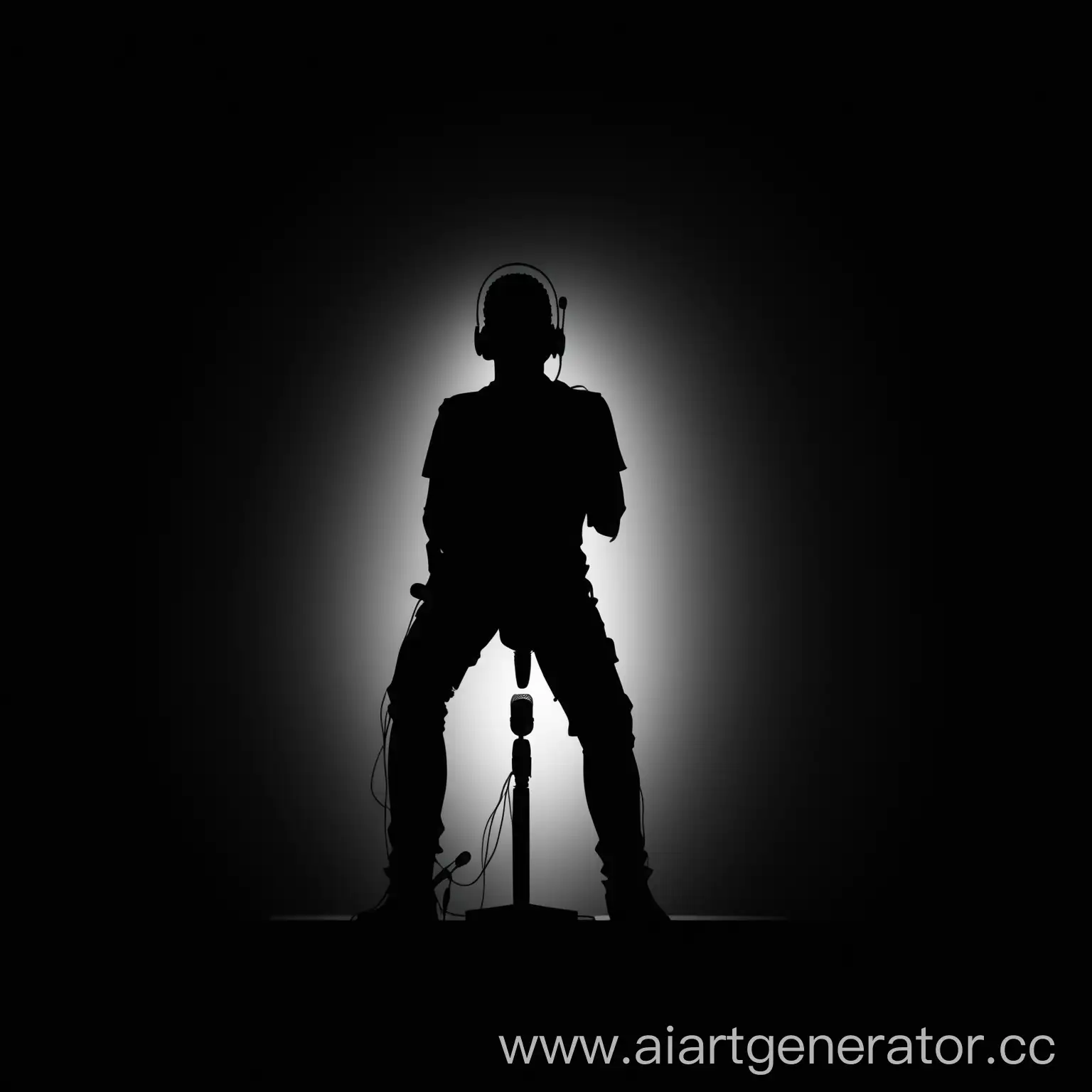 Silhouette-of-Microphone-and-Speaker-on-Black-Background