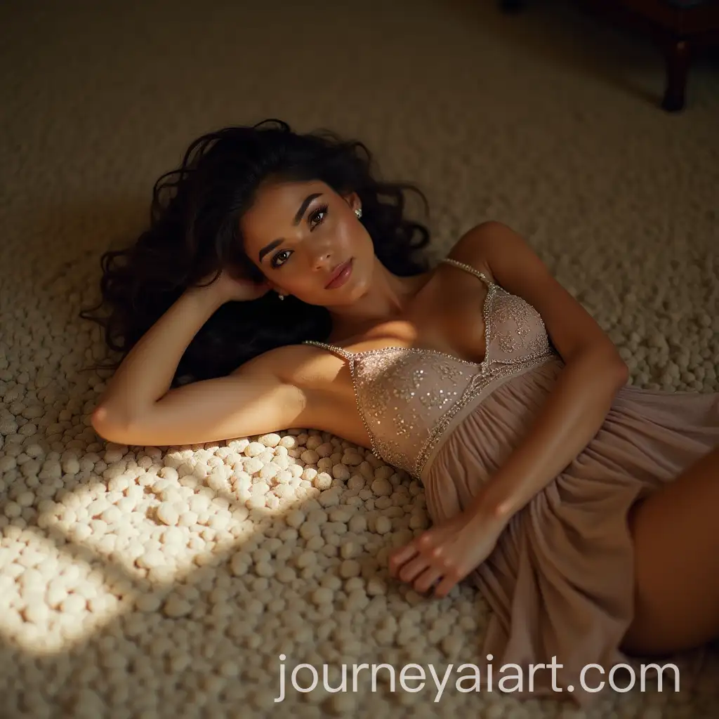 Janhvi-Kapoor-Posing-in-Short-Dress-Lying-on-Floor