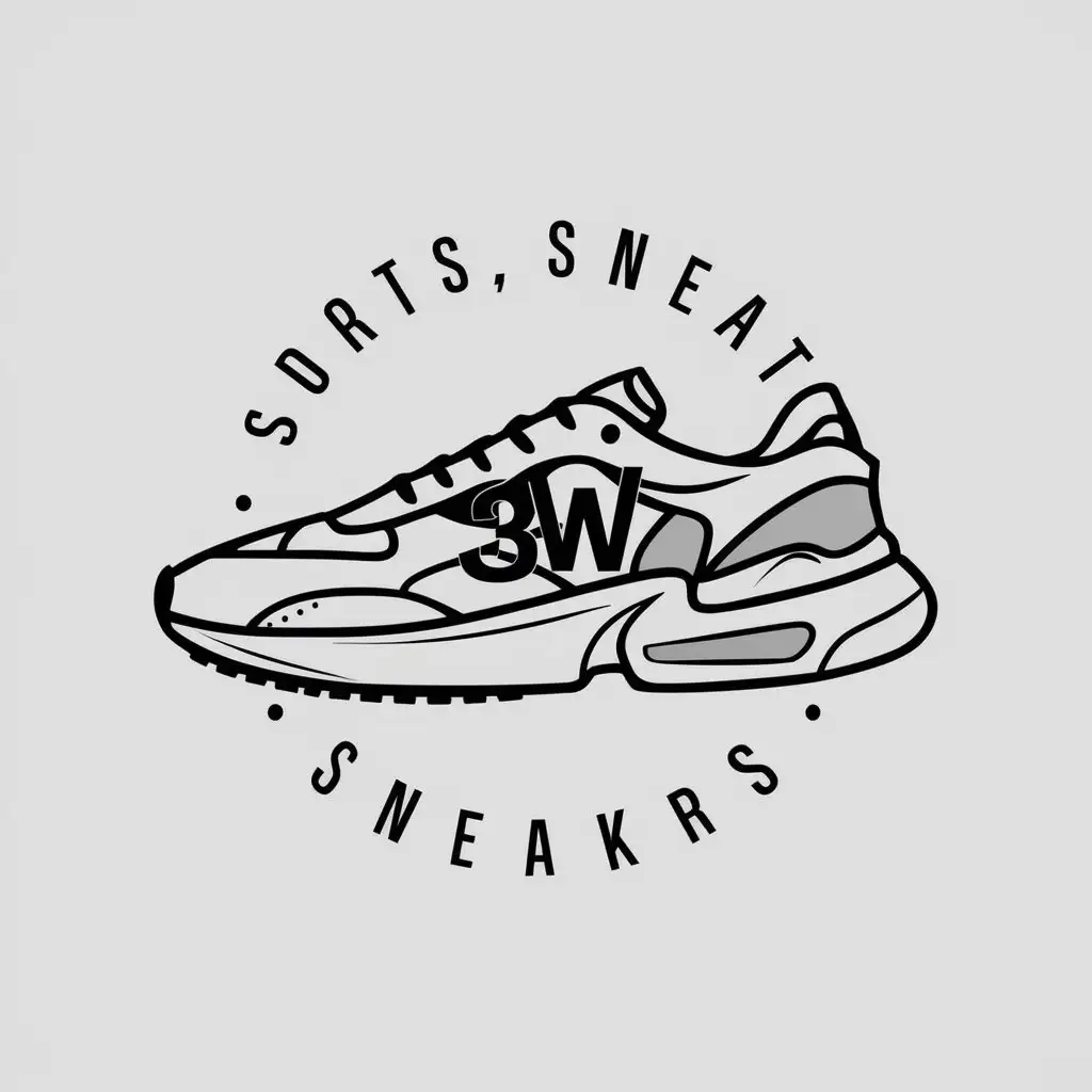 a vector logo design,with the text "sports, sneakers", main symbol:3W,Minimalistic,clear background