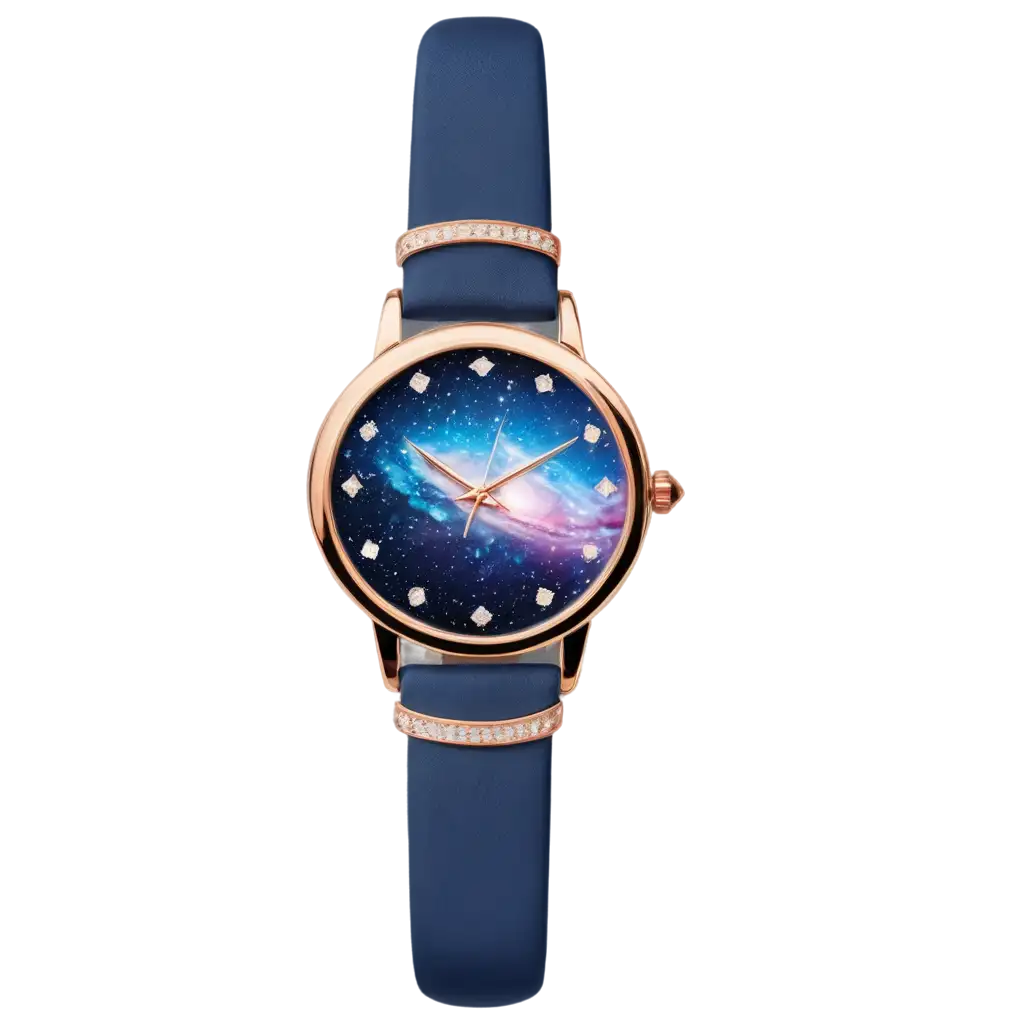 PNG-Image-Elegant-Wristwatch-with-Miniature-Galaxy-Inside-Worn-in-Neonlit-Cityscape