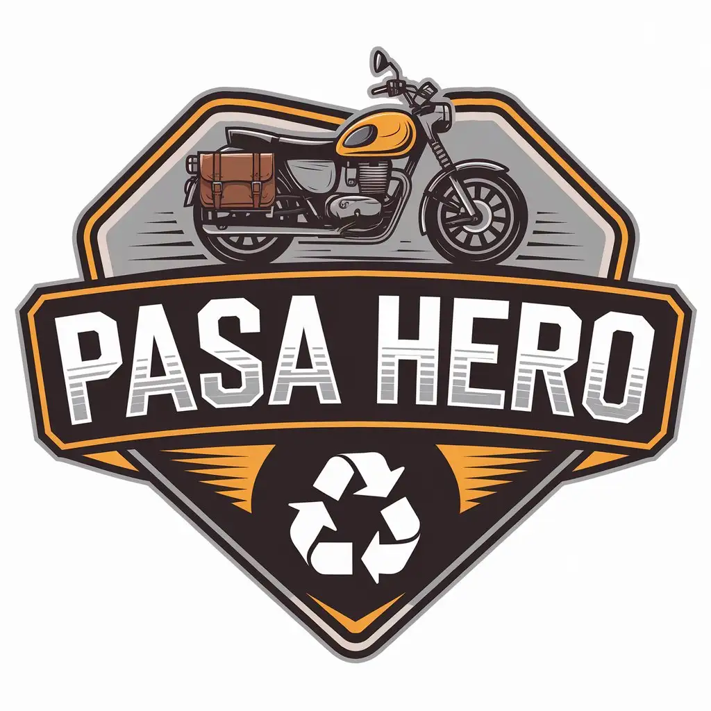 LOGO Design for PASA HERO Motorcycle Belt Bag and Recycle Symbol with Clear Background