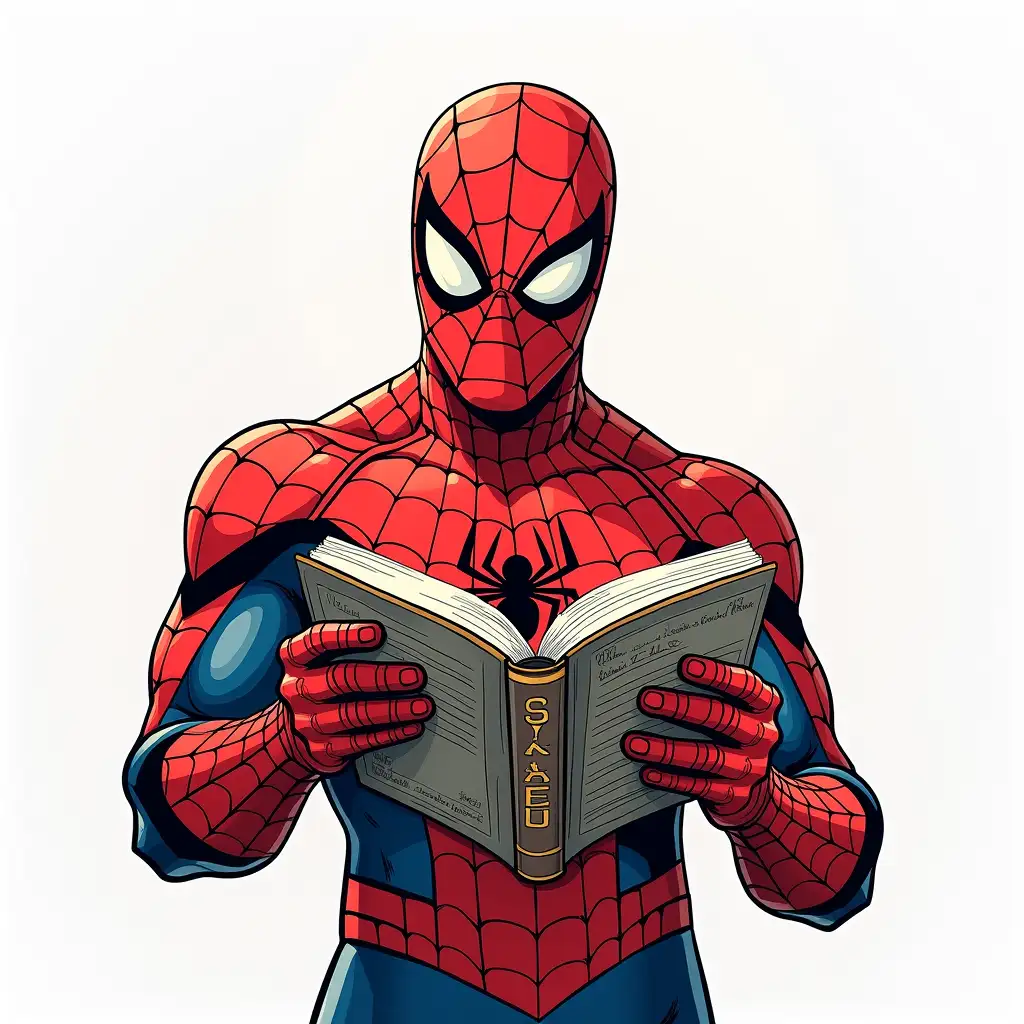 draw spider-man reading a comic book