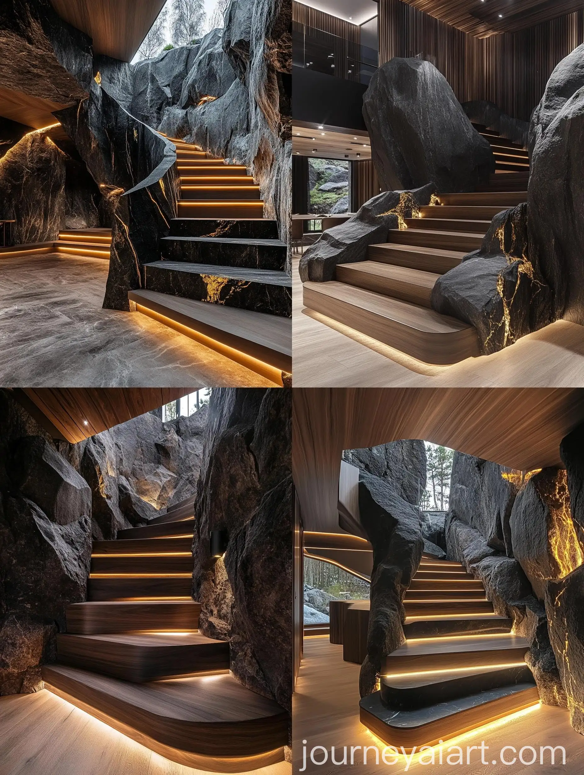 Grand-Staircase-with-Walnut-and-Stone-Steps-Unique-Interior-Design