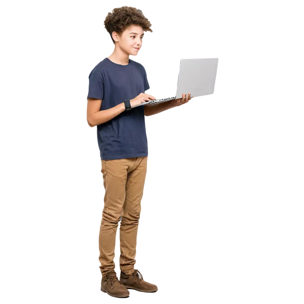 15YearPNG-Image-Usage-AnalysisOld-Kid-in-Casual-Wear-with-Laptop-PNG-Image-for-HighQuality-Online-Use