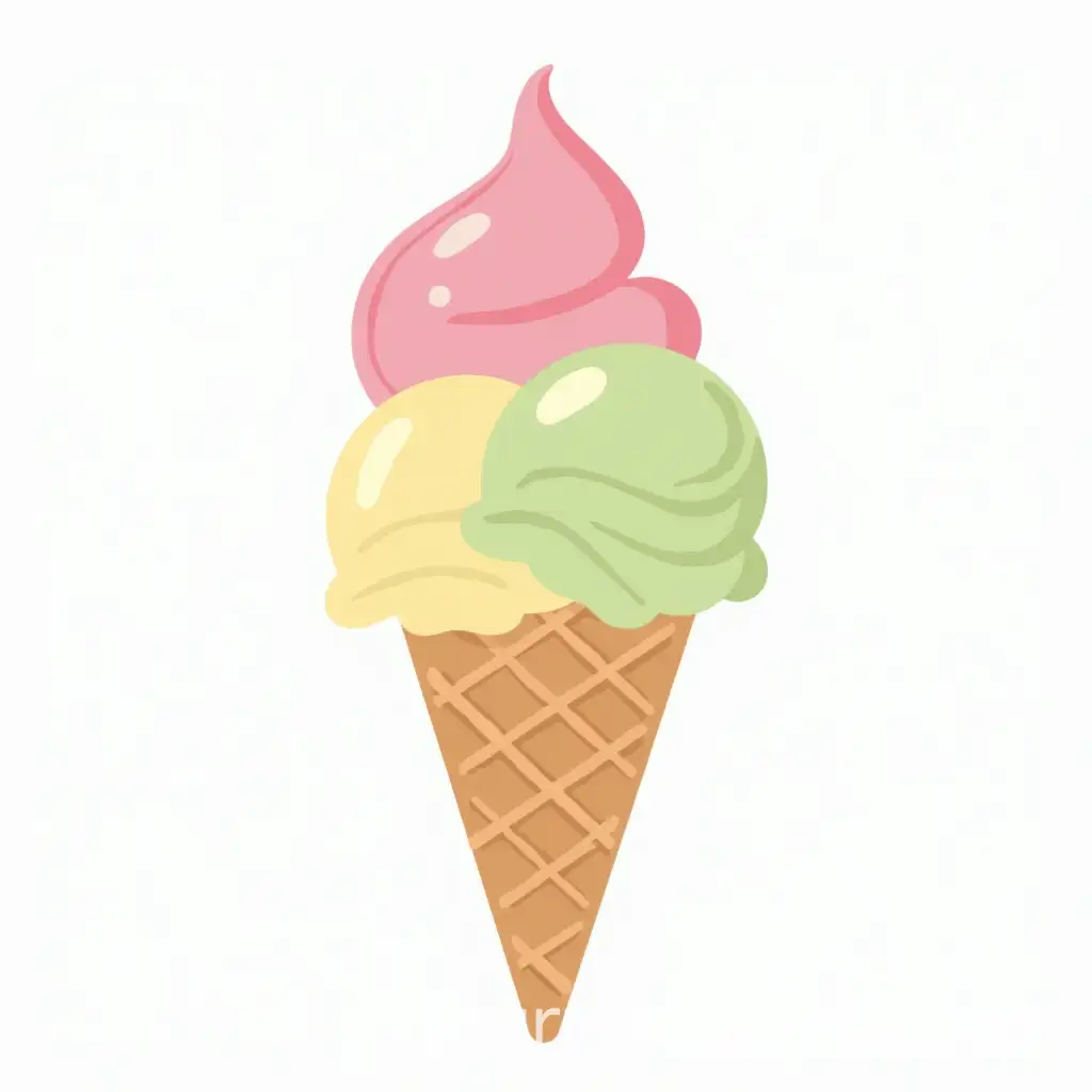 Colorful-Ice-Cream-Cone-with-Three-Scoops-in-Waffle-Cone