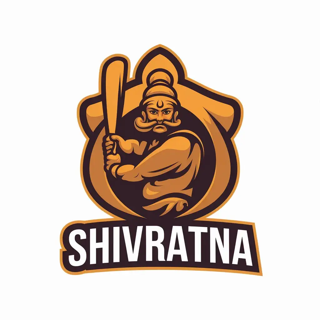 LOGO Design For ShivRatna Saffron Black Marathi Warrior with Bat and Ball Theme