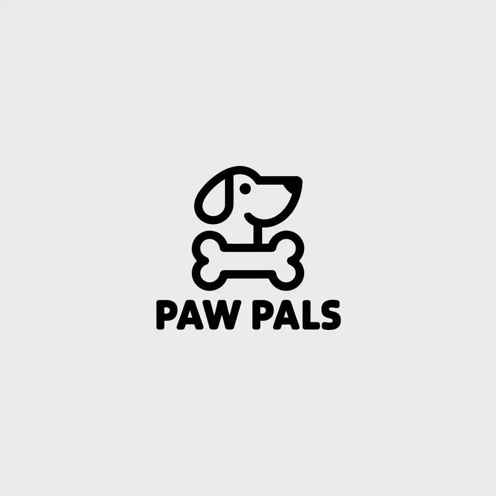 LOGO Design for Paw Pals Minimalistic Dog and Bone Symbol for Animal Pets Industry